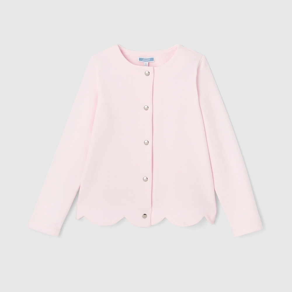 Jacadi Light Pink Scallop Hem Cardigan